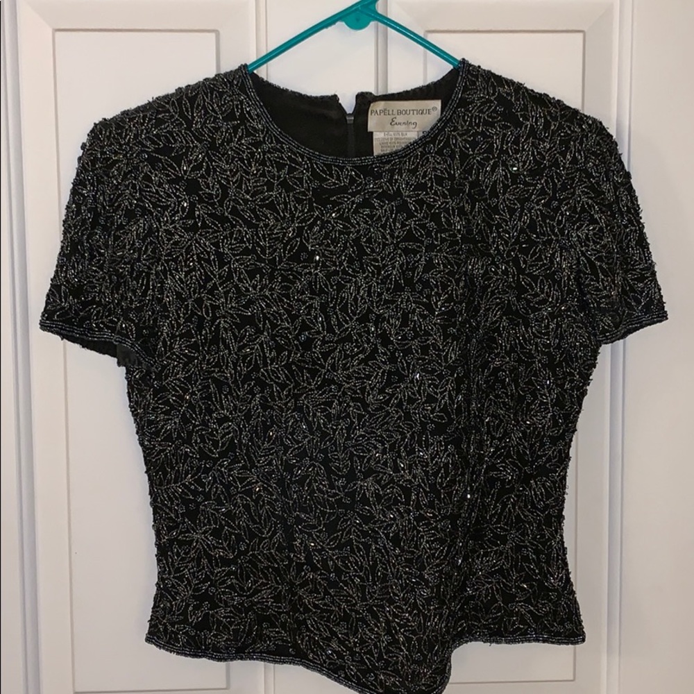 Beaded silk dress top